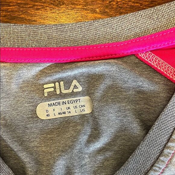 Fila Gray and Pink V-Neck Athletic Shirt - Picture 2 of 4